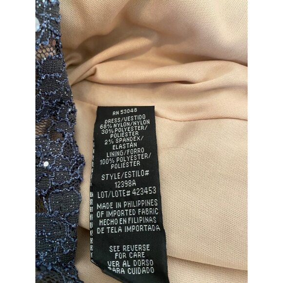 Morgan & Co. Sequin Halter Dress Sheer Insets & Keyhole Back Size 13 - Picture 7 of 14